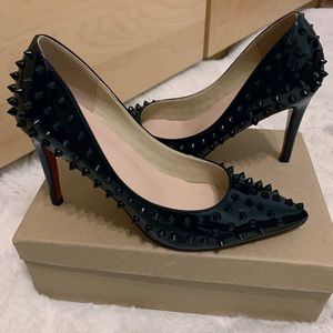 Black Spikes Red Sole High Heel Pumps